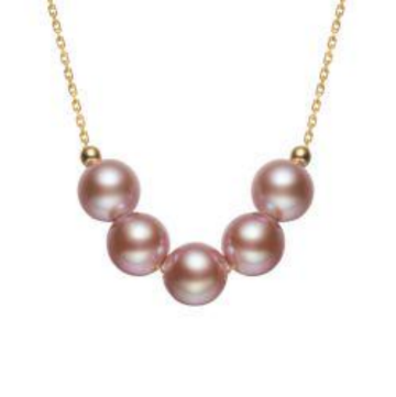ANGEPERLE Freshwater Pearl Five Blessings Purple Pearl Necklace 6-7mm APGY1121