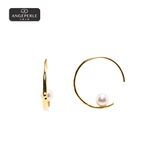 ANGEPERLE S925 silver seawater pearl akoya pearl earrings  7-8mm(TSZZN93)