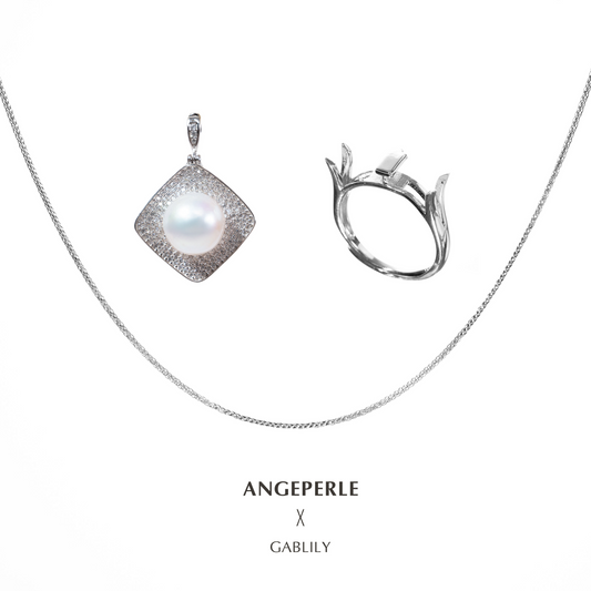ANGEPERLE S925 silver dual-use freshwater pearl Gablily ring with silver chain 11-12mm(TSJCY561)