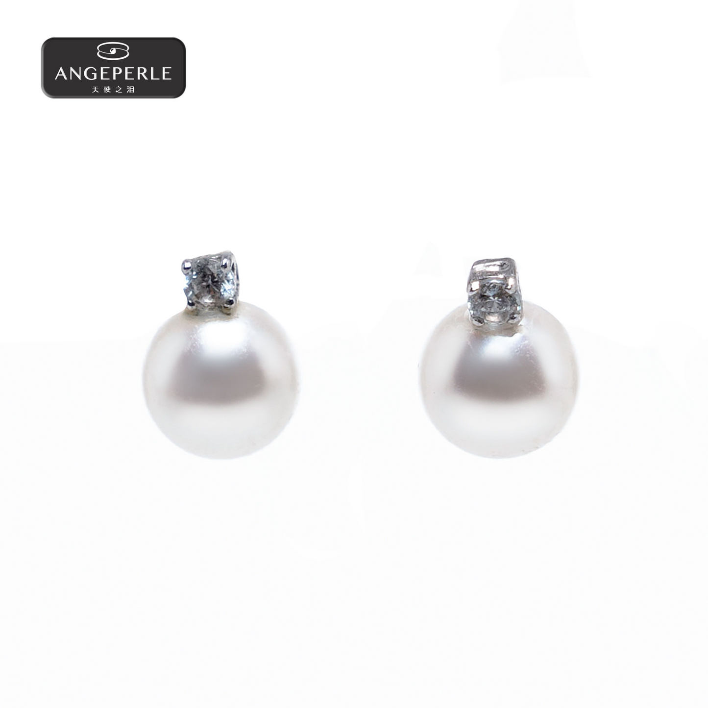 ANGEPERLE Seawater Pearl Akoya Princess Earrings 6-6.5mm Pearl type: akoya pearl Perfectly round/basically flawless TSJ153