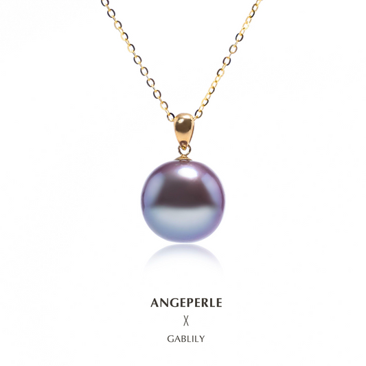 ANGEPERLE Melon Seed Button Fresh Water Purple Pearl Pendant(TSJCY940)