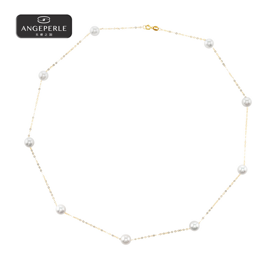 ANGEPERLE Large Akoya Pearl Necklace 6-7mm Pearl type: akoya Perfectly round/very slightly flawed ZZN35