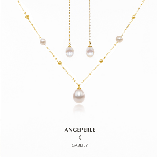 ANGEPERLE Freshwater S925 Silver Oval Pearl Star Pearl Necklace:4-5mm/9-10mm 7-8mm   (TSZL067)