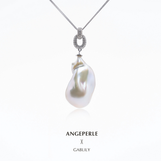 ANGELPERLE S925 Silver Freshwater Pearl Baroque Pendant