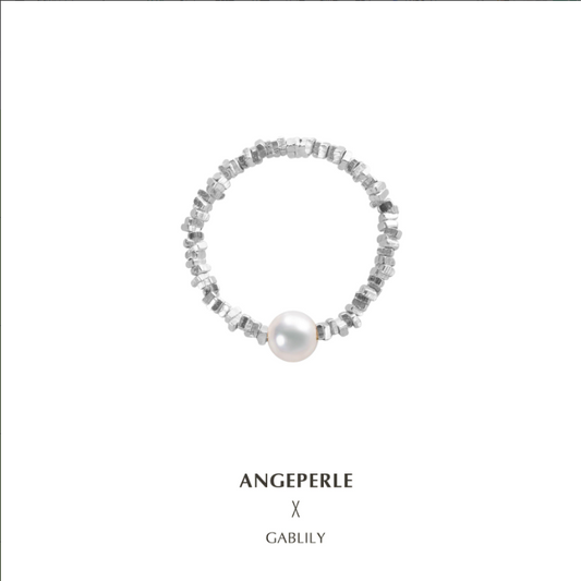 ANGEPERLE S925 silver freshwater pearl broken silver millet bead ring(TSAW075)