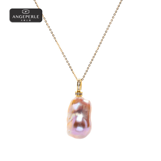 ANGEPERLE S925 silver freshwater pearl color baroque universal buckle pendant earrings (TSSLF281)