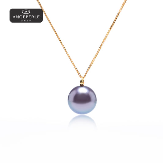 ANGEPERLE Freshwater Pearl Edison Purple Pearl Pendant 14-15mm TSGY235