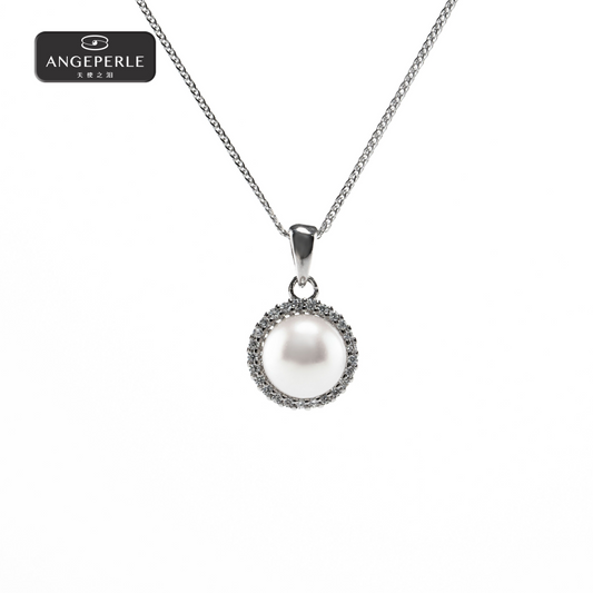 ANGEPERLE S925 silver seawater pearl akoya pearl pendant 7-8mm(ZZN32)