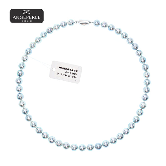 ANGEPERLE S925 silver buckle seawater pearl Akoya Madama necklace 8-9mm TSJ643