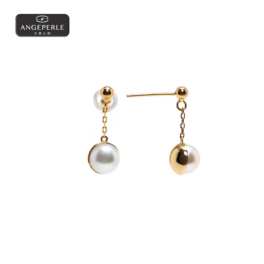 ANGEPERLE s925 silver seawater pearl akoya earrings 6-7mm TSZZN13