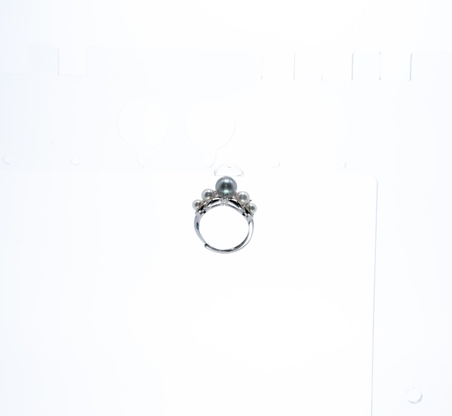 ANGEPERLE S925 silver seawater pearl Akoya Madama ring 4-5/7-8mm(TSZZN143)
