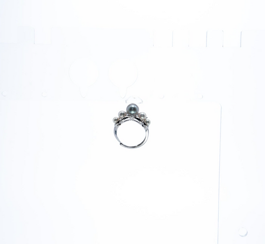 ANGEPERLE S925 silver seawater pearl Akoya Madama ring 4-5/7-8mm(TSZZN143)