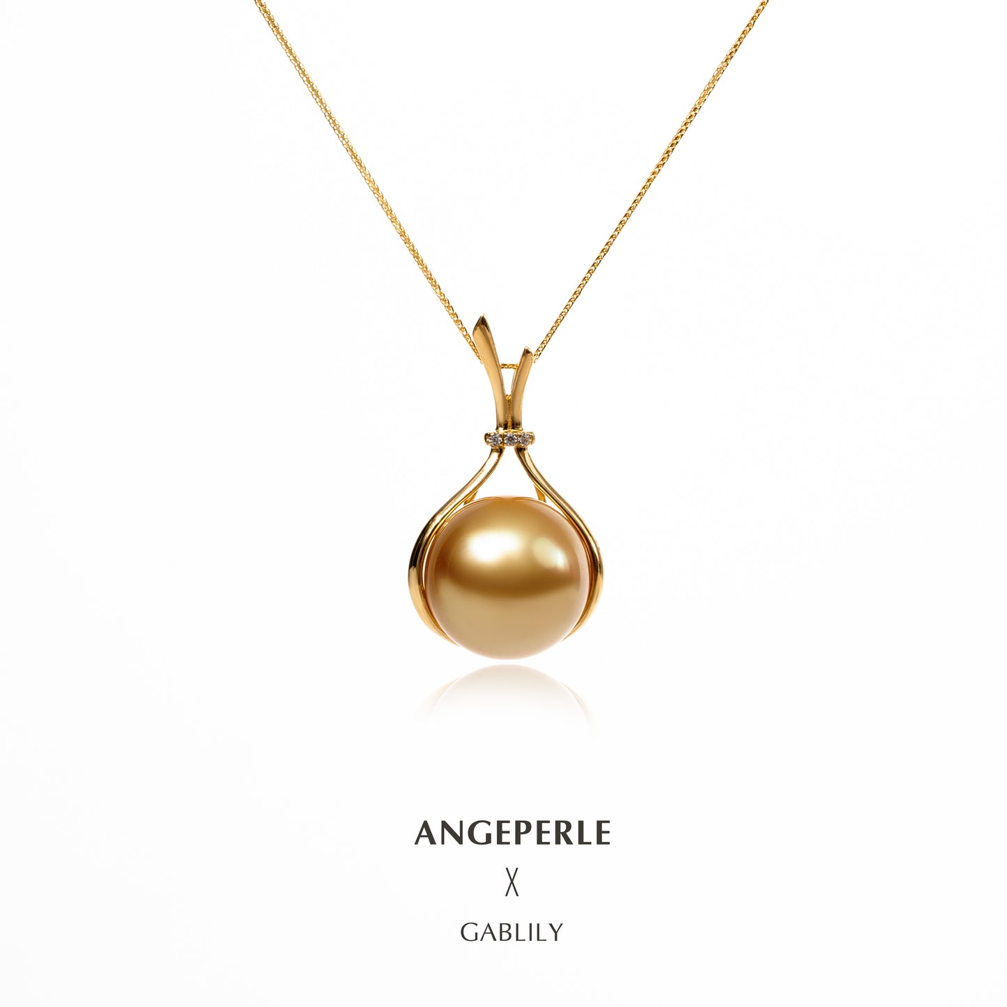 天使之淚 18K金海水珍珠南洋金珠福袋吊墜 11-12mm TSJCY275