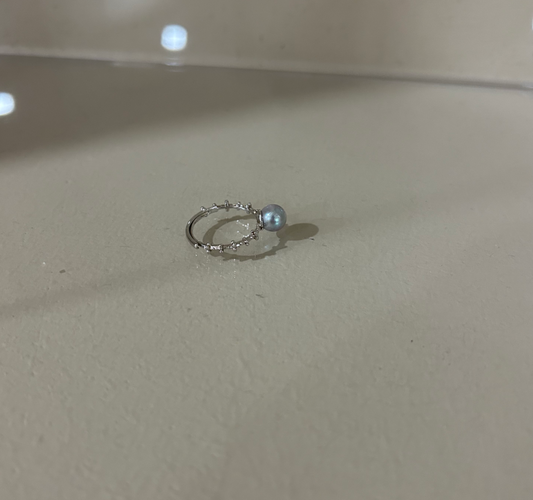 ANGEPERLE s925 silver seawater pearl Akoya Madama ring 6-7mm (TSZZN20)