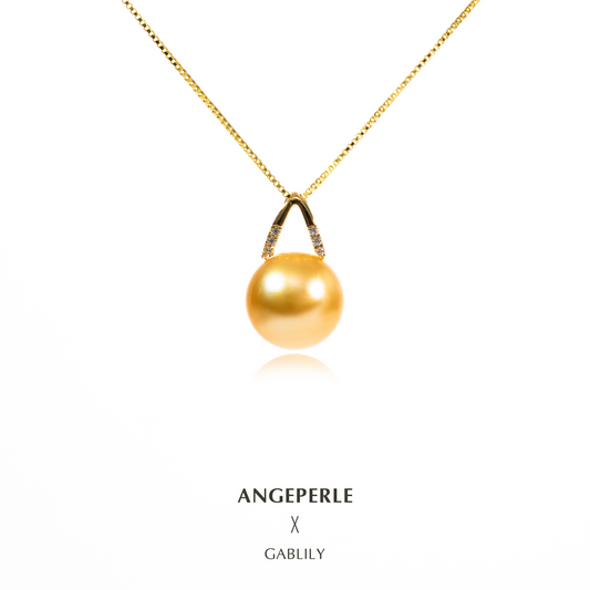 ANGEPERLE Seawater Pearl Southsea Yellow Pearl Universal Chain Pendant(TSJCY371)