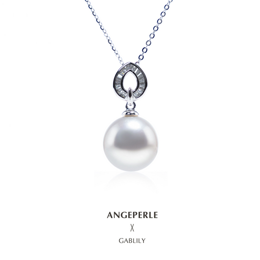 ANGEPERLE S925 silver freshwater pearl Gablily pendant 12-13mm (TSSLF45)