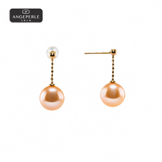 ANGEPERLE S925 Silver Freshwater Pearl Edison Chinese Red Pearl Ear Wire 10-11mm Accessory material: S925 silver Pearl category: Freshwater Edison pearl Round/very slightly flawed TSJ444