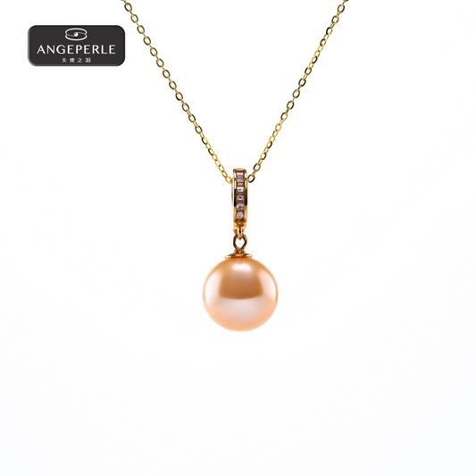 ANGEPERLE S925 Silver Freshwater Pearl Edison Chinese Red Pearl Pendant 10-11mm Accessory material: S925 silver Pearl category: Freshwater Edison pearl Round/very slightly flawed TSJ445
