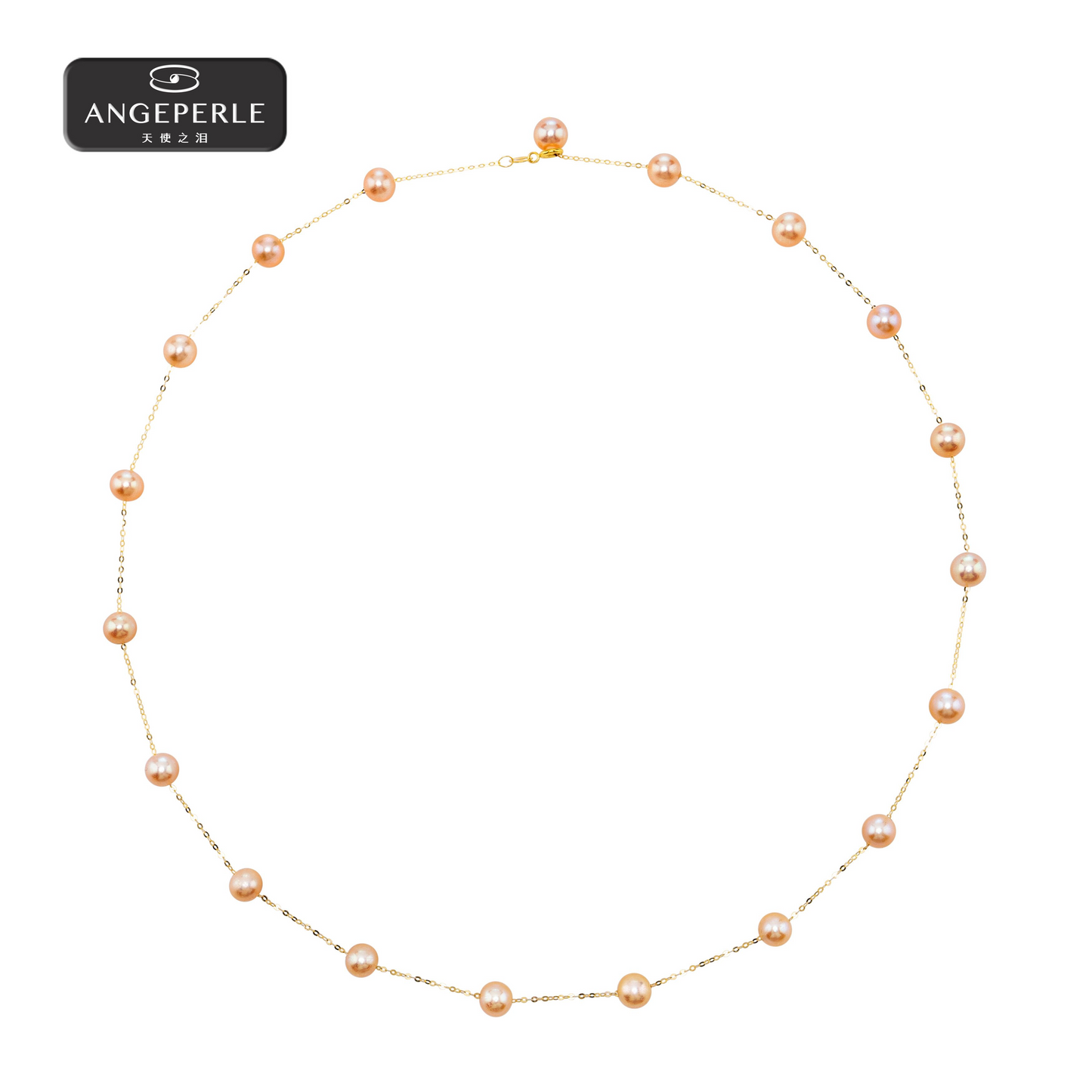 ANGEPERLE Freshwater Pearl Chinese Red Gypsophila Pearl Necklace 5-6mm(TSJ331)