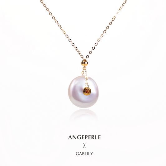 ANGEPERLE Freshwater Pearl Peace Buckle Pendant 13-14mm (TSJCY522)