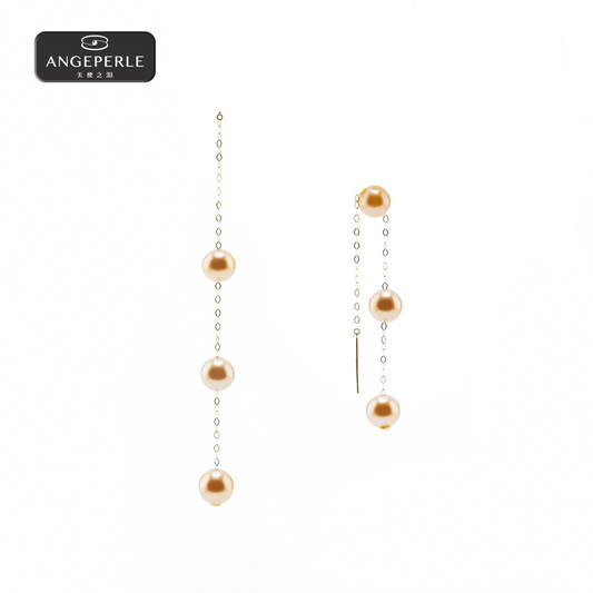 ANGEPERLE Freshwater Pearl Chinese Red Pearl Earrings  5-6mm(TSGY247)