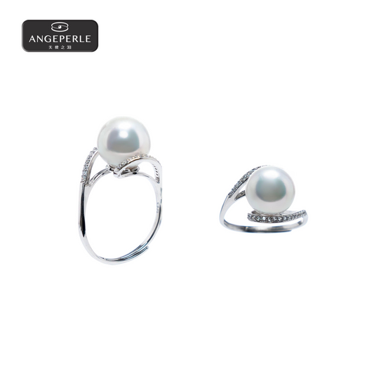 ANGEPERLE s925 silver freshwater pearl Gablily ring 10-11mm(TSJ350)