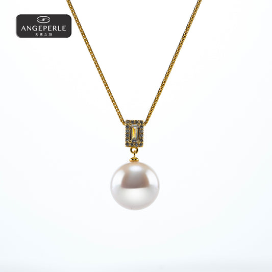 ANGEPERLE S925 silver freshwater pearl Gablily pendant 14-15mm(TSRY021)