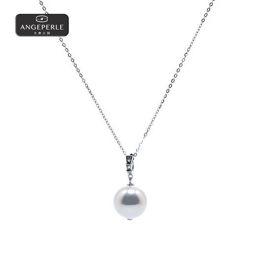 ANGEPERLE S925 silver freshwater pearl Gablily pendant 13-15mm(TSJ576)