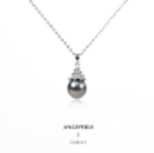 ANGEPERLE S925 silver seawater pearl Tahitian pendant 9-10mm(BPJCY448)