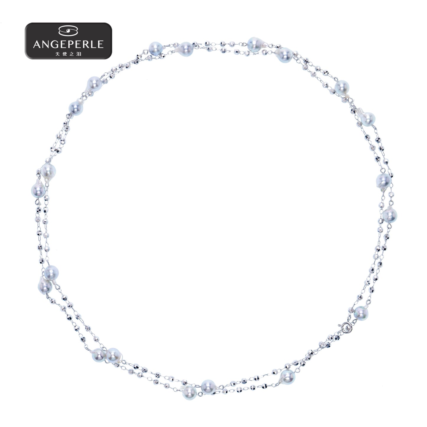 天使の涙 合金 海水真珠 バロック エクステンデッドチェーンネックレス 星空デザインTSYM166