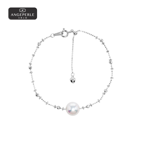ANGEPERLE S925 Silver Freshwater Pearl Gablily Chain Bracelet(TSSLF92)