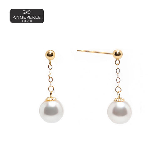 ANGELPERLE Seawater Pearl Akoya Windblown Ear Threads(APJCY023)