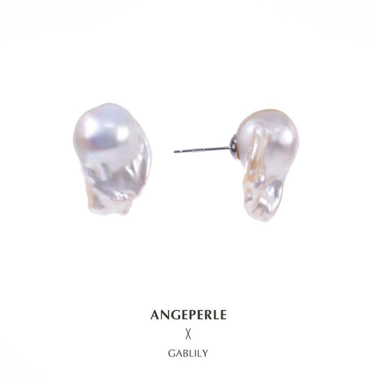 ANGEPERLE S925 silver freshwater pearl baroque earrings(TSJCY542)