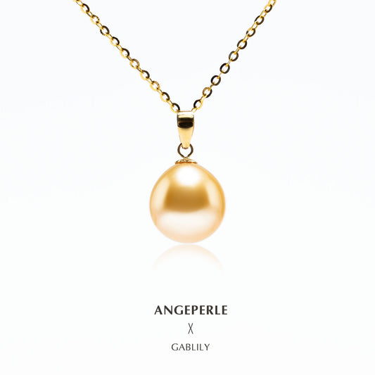 ANGELPERLE Clasp Seawater Pearl South Sea Golden Pearl Melon Seed Pendant (BPGY150)