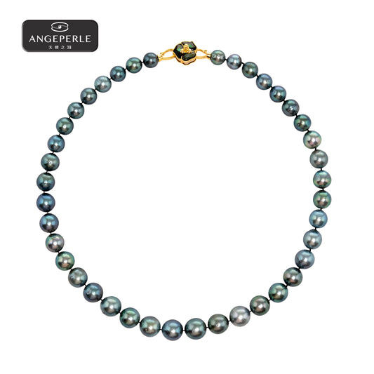 ANGEPERLE S925 Silver Seawater Pearl Tahitian Necklace(BPSLF74)