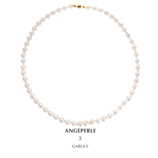 ANGEPERLE 14K Gold Magnetic Clasp Seawater Pearl aKoya Baroque Pearl Necklace(CPJCY801)