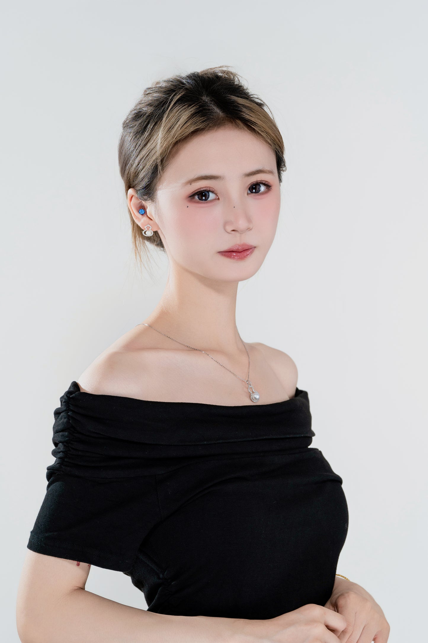 天使之淚 S925銀淡水珍珠福祿吊墜耳環兩件套(TSJ466)