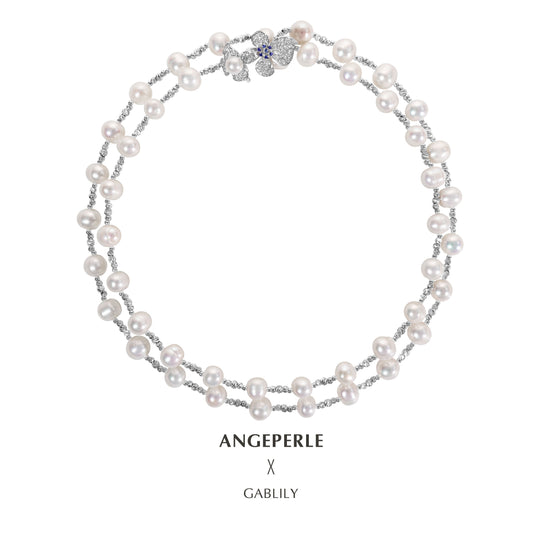 天使之淚 合金淡水珍珠花蕊毛衣鏈(TSAW083)