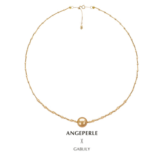 ANGEPERLE Moon Bead Seawater Pearl South Sea  Flash Necklace (TSGY070)