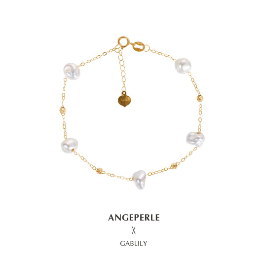 天使之淚 18k金淡水珍珠keshi滿天星手鍊(TSGY120)