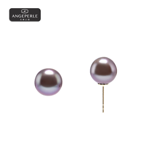 ANGELPERLE Freshwater Pearl Edison Purple Pearl Stud Earrings(TSGY211)