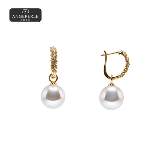 ANGEPERLE S925 Silver Freshwater Pearl Gablily Earrings (TSGY221)