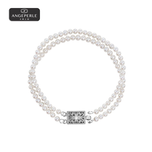 天使之淚 s925銀雙排淡水珍珠★白麗手鍊(TSJ008)