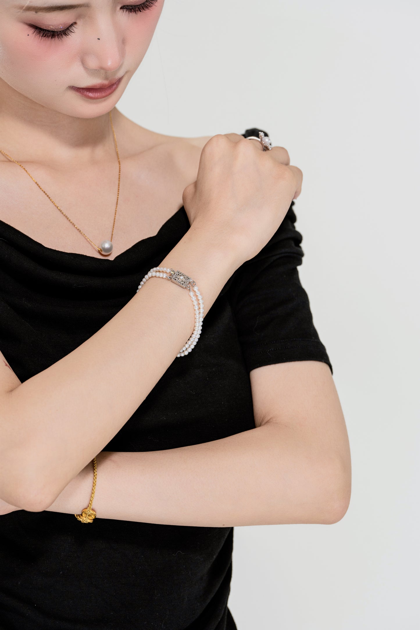 天使之淚 s925銀雙排淡水珍珠★白麗手鍊(TSJ008)