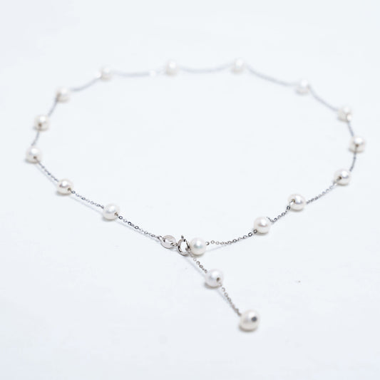 ANGELPERLE S925 Silver Freshwater Pearl Starry Necklace (Buy 1 Get 1 Free)(TSJ022)