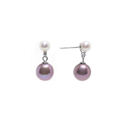 ANGEPERLE S925 Silver Freshwater Pearl Edison Double Pearl Earrings (TSJ060)