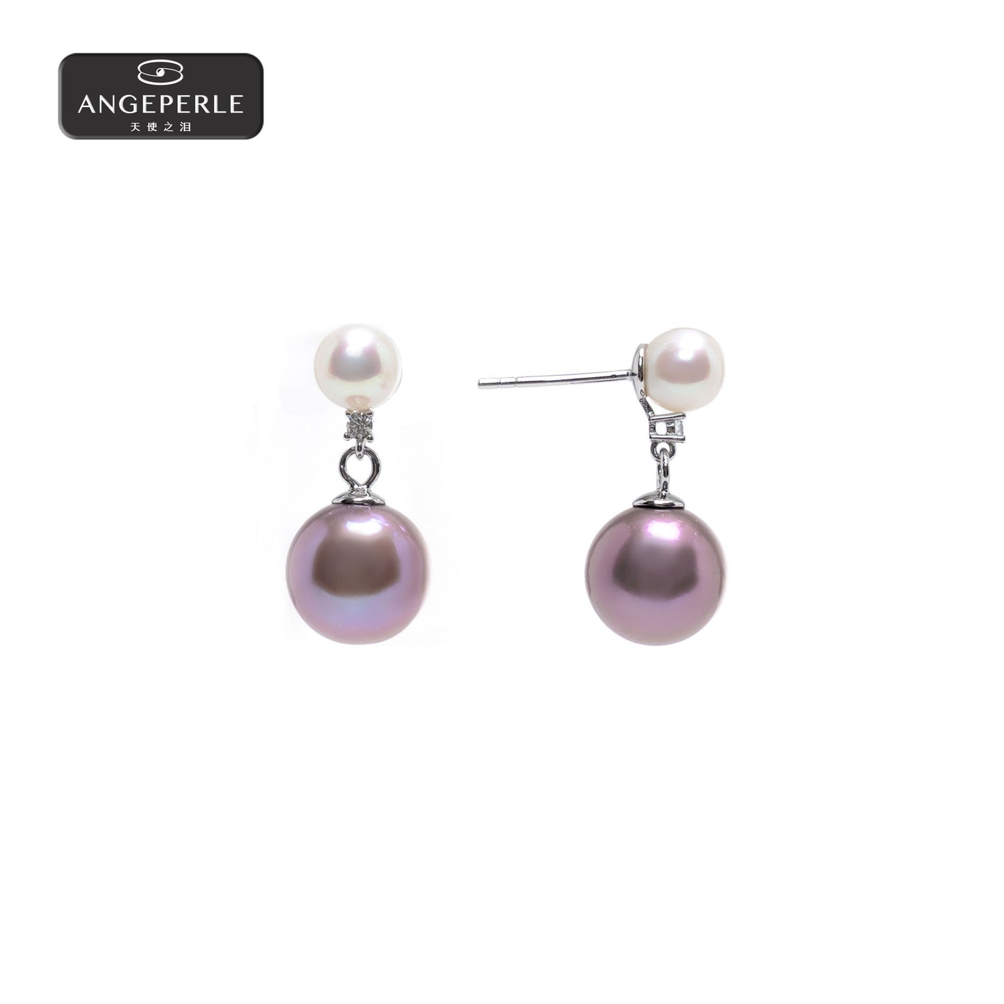 ANGELPERLE Freshwater Pearl Edison Double Pearl Stud Earrings(TSJ060)