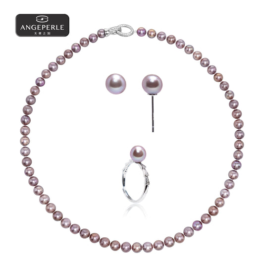 ANGELPERLE S925 Silver Freshwater Pearl Edison Necklace(TSJ157)