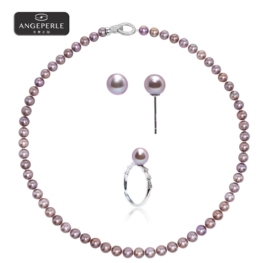 ANGELPERLE S925 Silver Freshwater Pearl Edison Necklace(TSJ157)