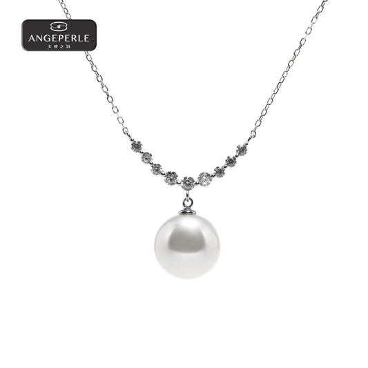 ANGEPERLE S925 Silver Freshwater Pearl Gablily Pendant (TSJ351)
